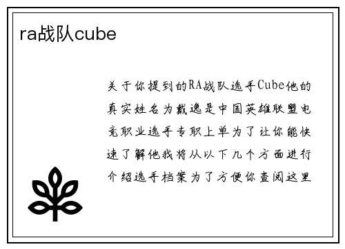 ra战队cube